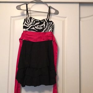 Hot pink bow and zebra print dress